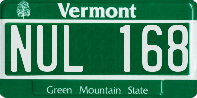 VT license plate NUL168