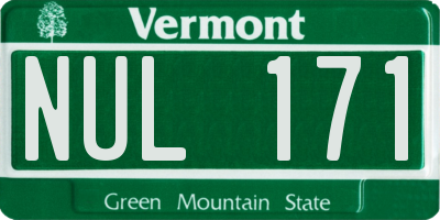 VT license plate NUL171