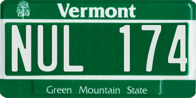 VT license plate NUL174