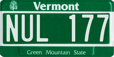 VT license plate NUL177