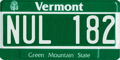 VT license plate NUL182