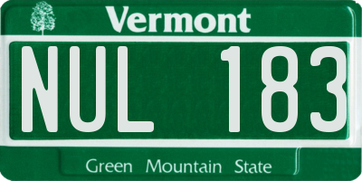 VT license plate NUL183