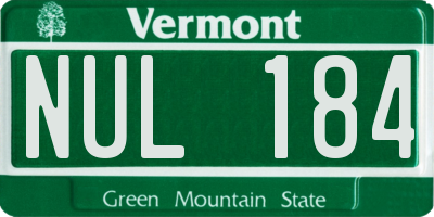 VT license plate NUL184