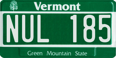VT license plate NUL185