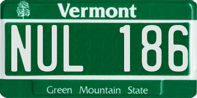 VT license plate NUL186