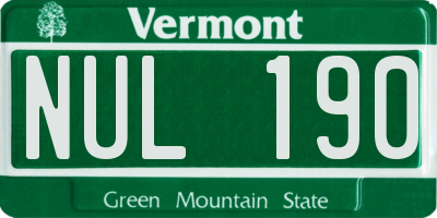 VT license plate NUL190