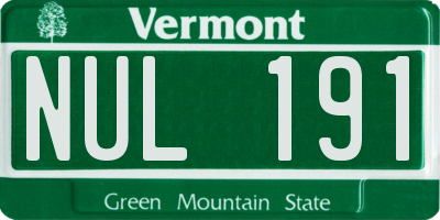 VT license plate NUL191