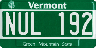 VT license plate NUL192