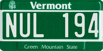 VT license plate NUL194