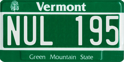VT license plate NUL195