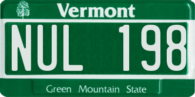VT license plate NUL198