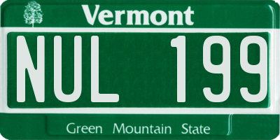 VT license plate NUL199