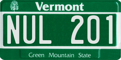 VT license plate NUL201