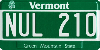 VT license plate NUL210