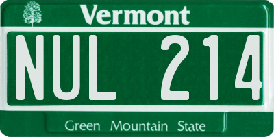 VT license plate NUL214