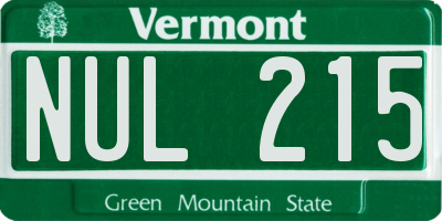 VT license plate NUL215