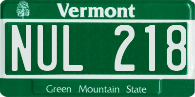 VT license plate NUL218