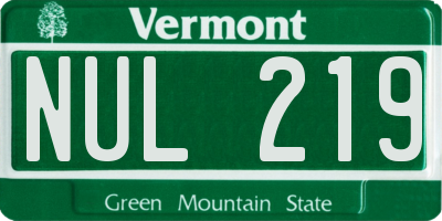 VT license plate NUL219