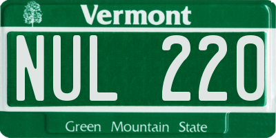 VT license plate NUL220