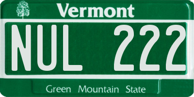VT license plate NUL222