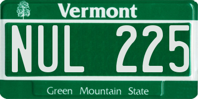 VT license plate NUL225