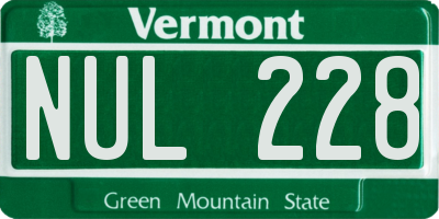VT license plate NUL228