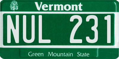 VT license plate NUL231