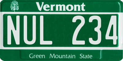 VT license plate NUL234
