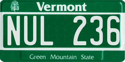 VT license plate NUL236