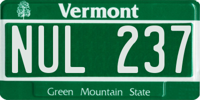 VT license plate NUL237