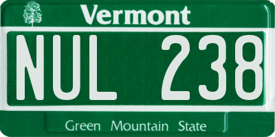 VT license plate NUL238
