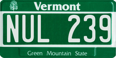 VT license plate NUL239