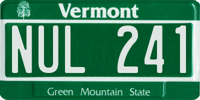 VT license plate NUL241