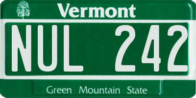 VT license plate NUL242