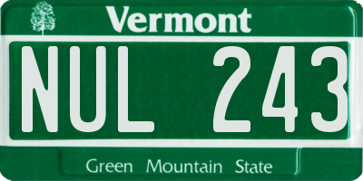 VT license plate NUL243
