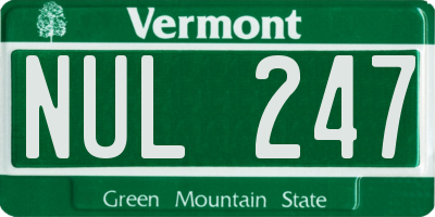 VT license plate NUL247