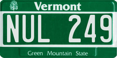 VT license plate NUL249