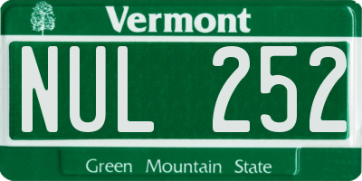 VT license plate NUL252