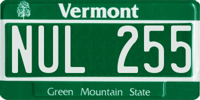 VT license plate NUL255