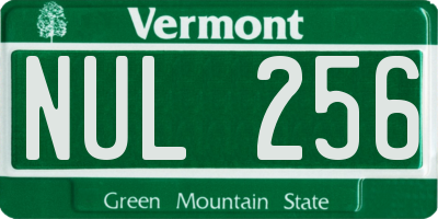 VT license plate NUL256