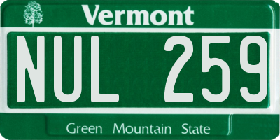 VT license plate NUL259