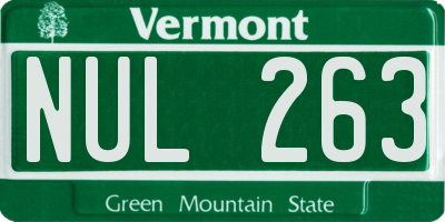 VT license plate NUL263