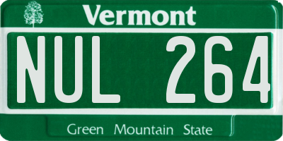 VT license plate NUL264