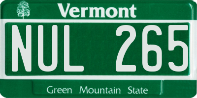 VT license plate NUL265