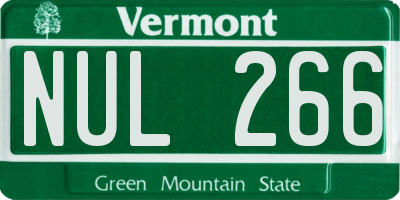 VT license plate NUL266