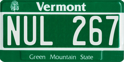 VT license plate NUL267