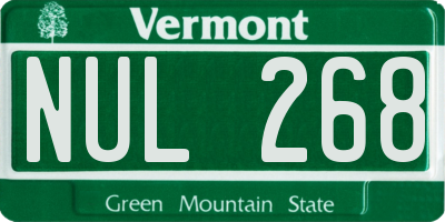 VT license plate NUL268