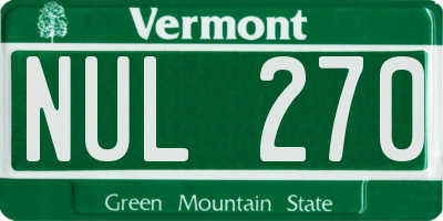 VT license plate NUL270