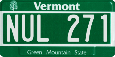 VT license plate NUL271