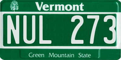 VT license plate NUL273